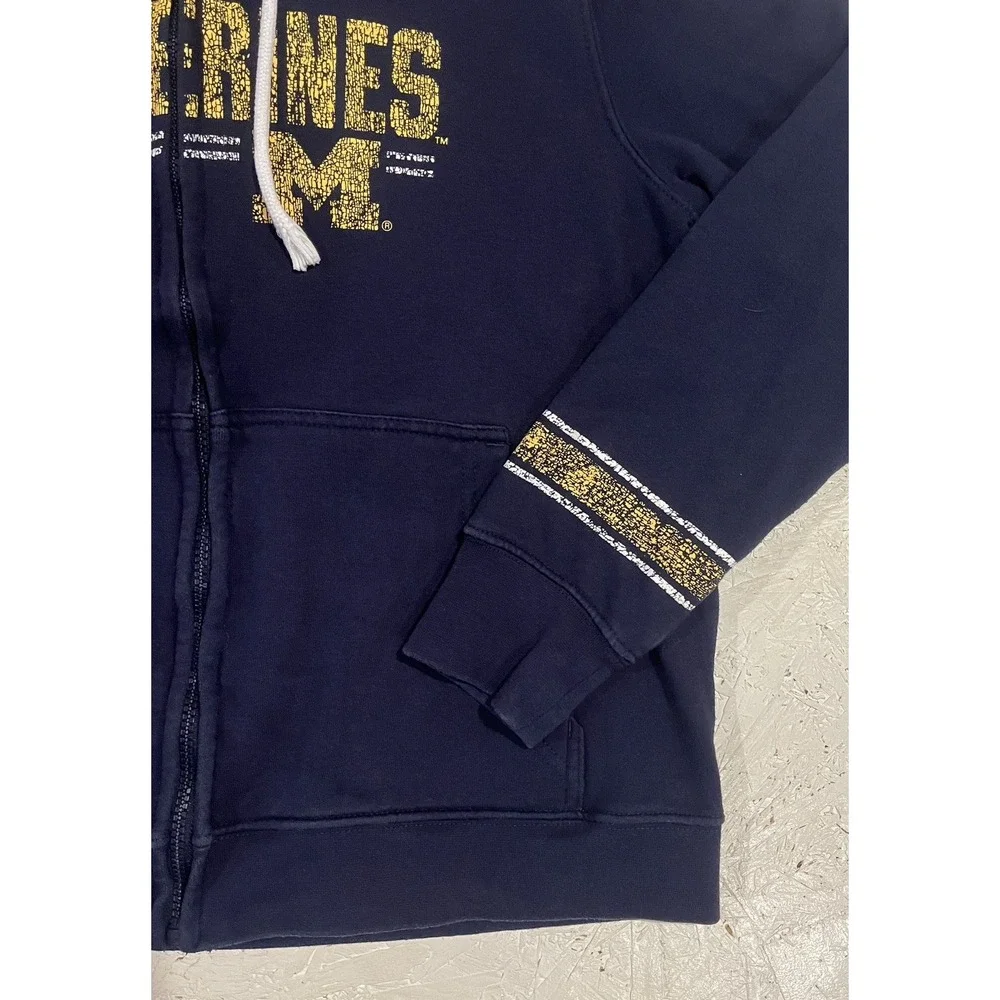 Vintage Pro Edge Michigan Wolverines Hooded Jacket Full‎ Zip Youth XL Blue Kids